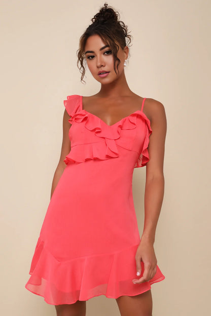OKBBN's charming ruffled asymmetrical mini Homecoming Dresses