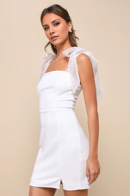 OKBBN elegant pearl organza lace up mini Homecoming Dresses