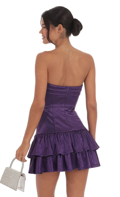 OKBBN elegant satin off shoulder ruffle edge layered Homecoming Dresses