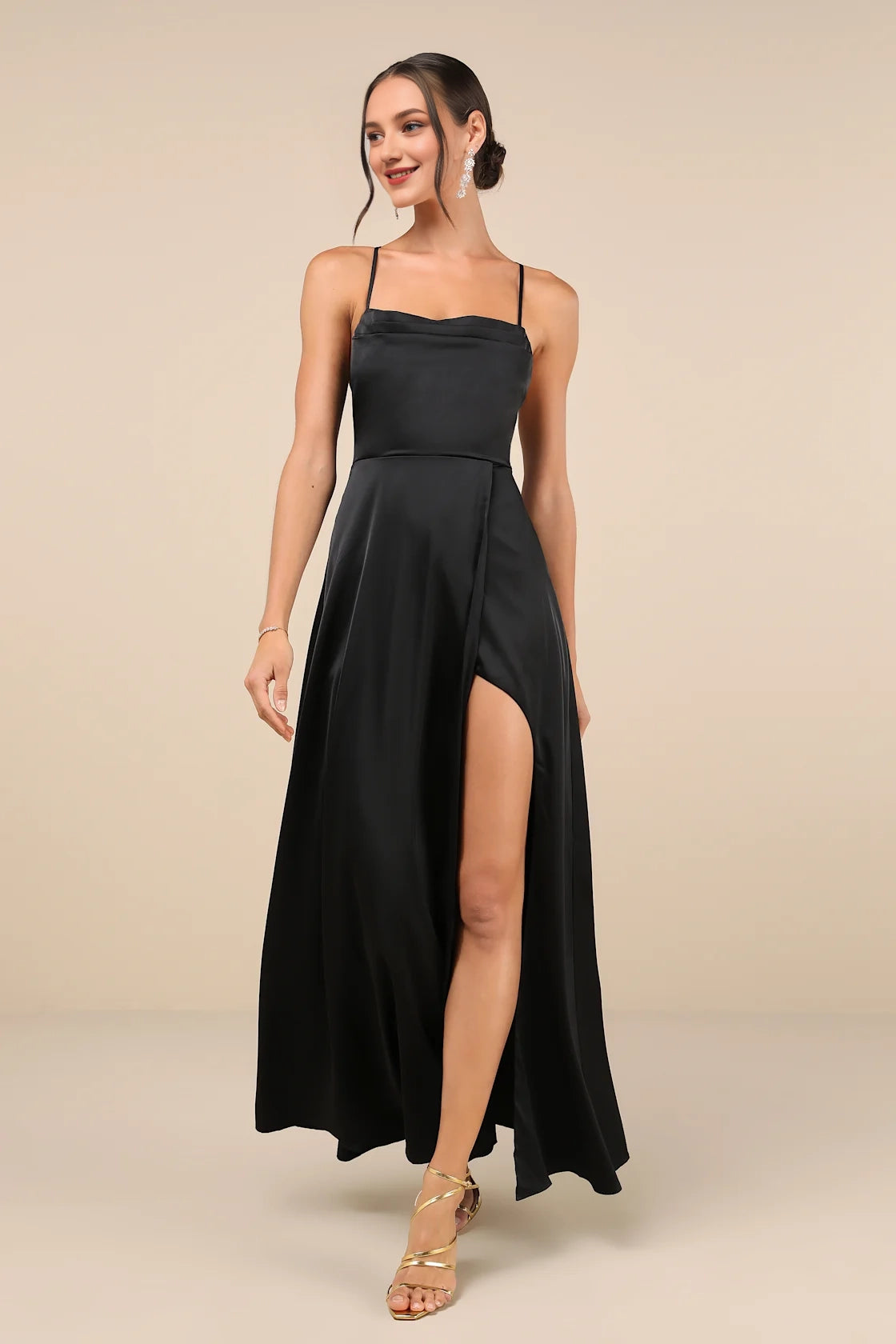 OKBBN elegant satin pleated lace up backless Homecoming Dresses