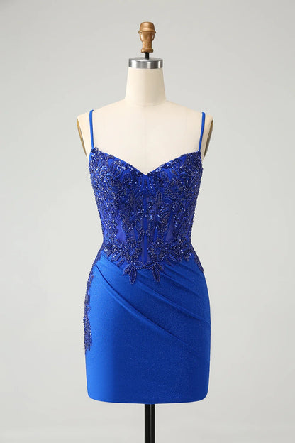 OKBBN elegant shiny tight corset beaded short Homecoming Dresses