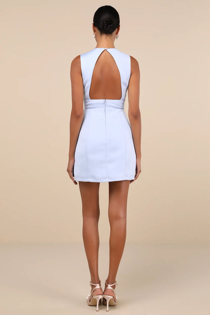 OKBBN elegant short satin backless mini Homecoming Dresses
