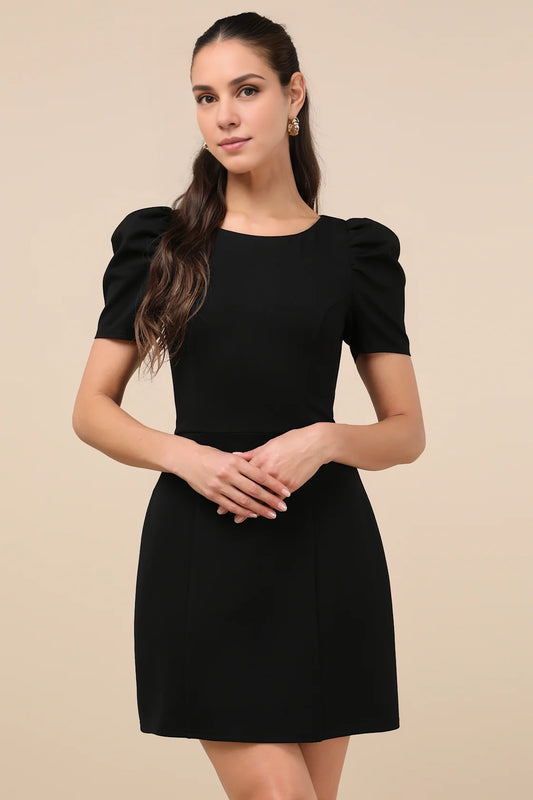 OKBBN elegant short sleeved mini double-sided knitted boat neck tight corset Homecoming Dresses
