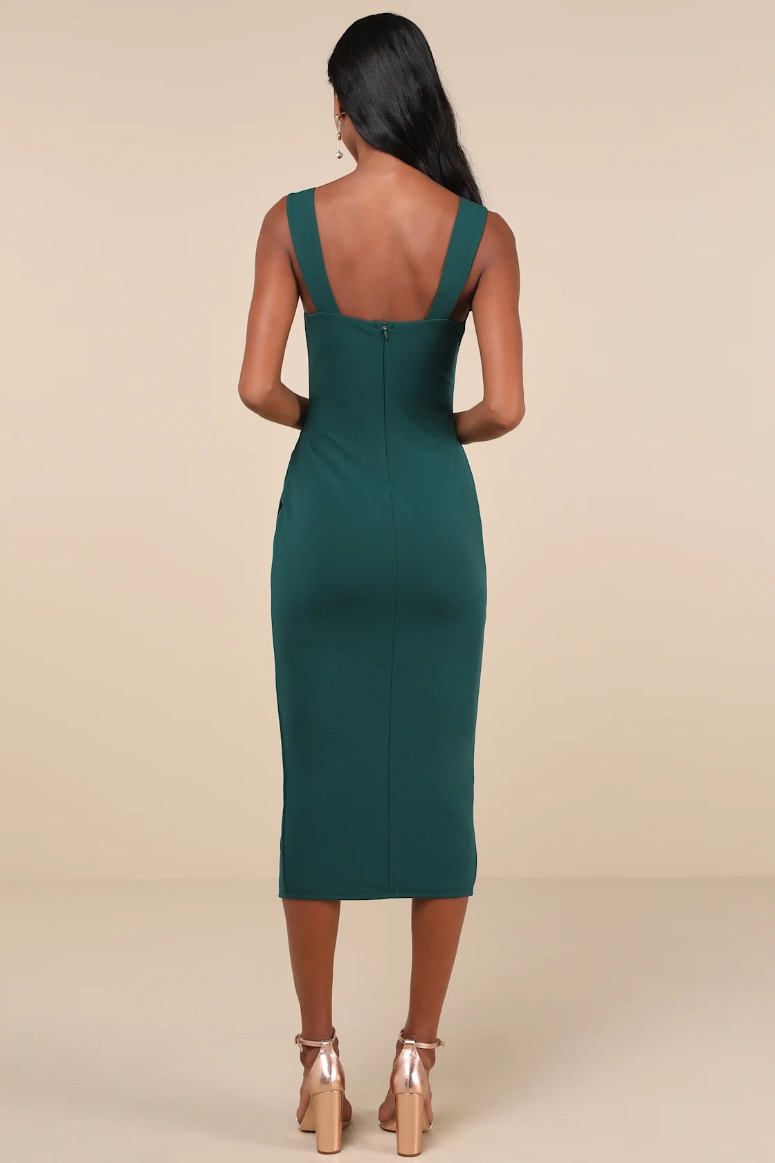 OKBBN elegant slim fit wide shoulder straps sleeveless tulip mid length Homecoming Dresses