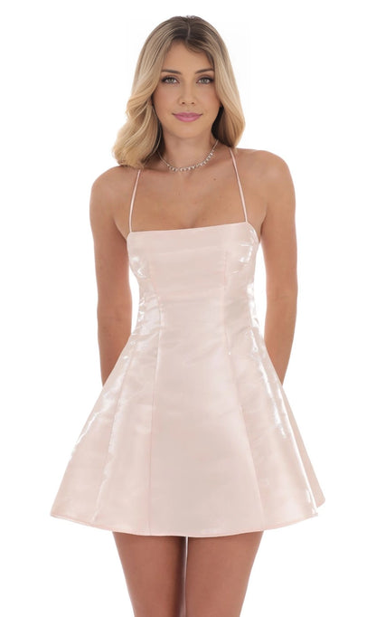 OKBBN elegant slim shoulder strap sleeveless minimalist slim fit flared skirt Homecoming Dresses