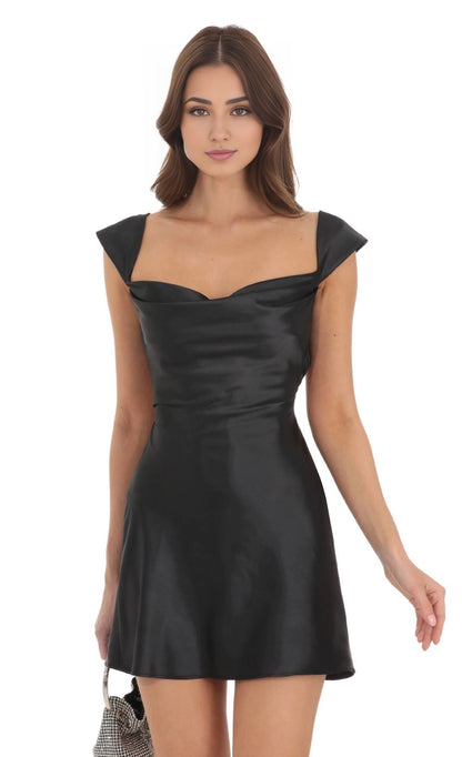 OKBBN elegant square neck short satin backless Homecoming Dresses