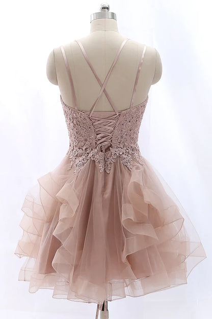 OKBBN elegant thin shoulder straps lace chiffon vintage Homecoming Dresses