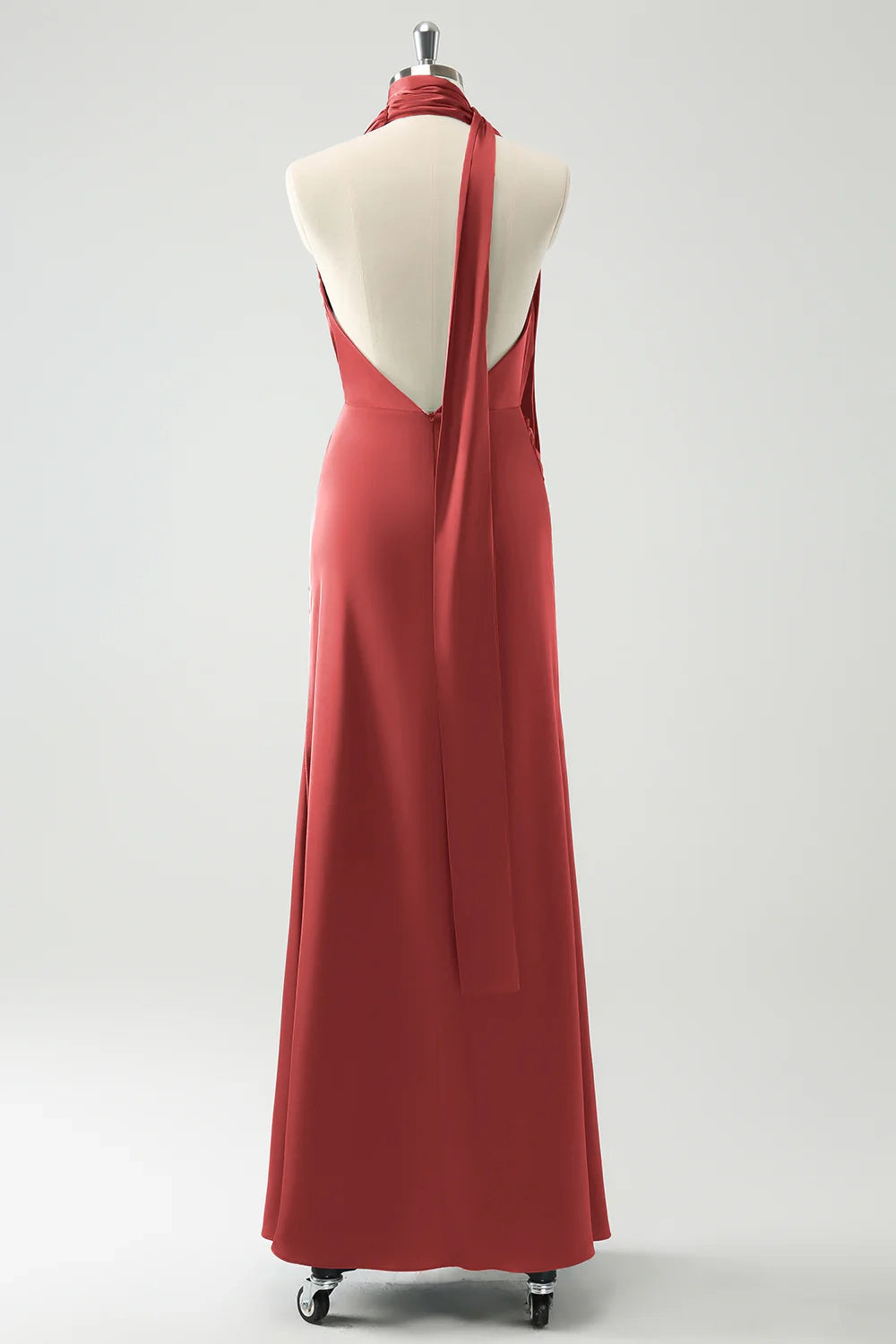 OKBBN elegant tight fitting deep V-neck pleated long backless Bridesmaid Dresses