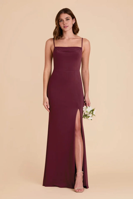OKBBN elegant tight neck collar with slit tight corset, thin adjustable shoulder straps Prom Dresses