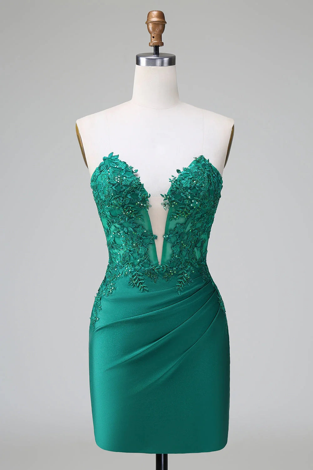 OKBBN elegant tight off shoulder pleated short V-neck Homecoming Dresses