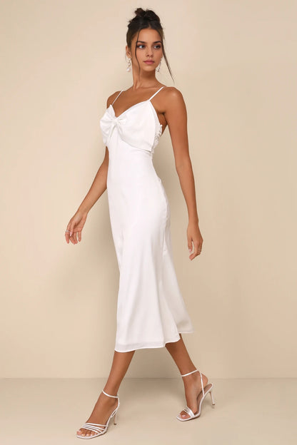 OKBBN elegant woven satin adjustable thin shoulder straps V-neck sleeveless tight corset Homecoming Dresses