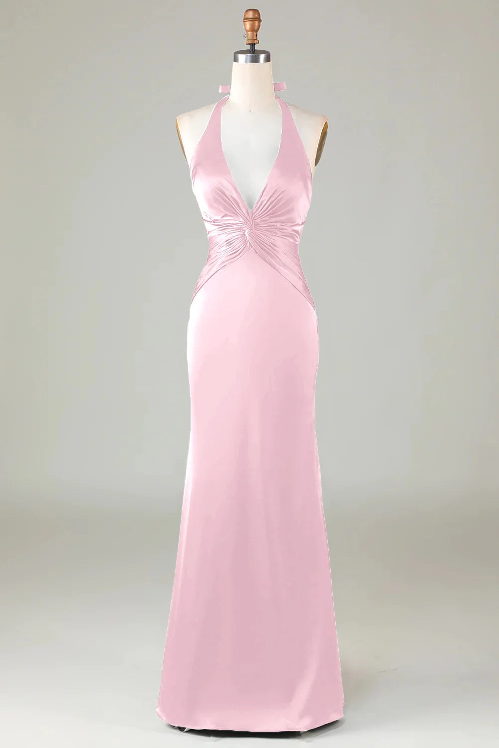OKBBN enchanting mermaid camisole V-neck backless satin pleated long Bridesmaid Dresses