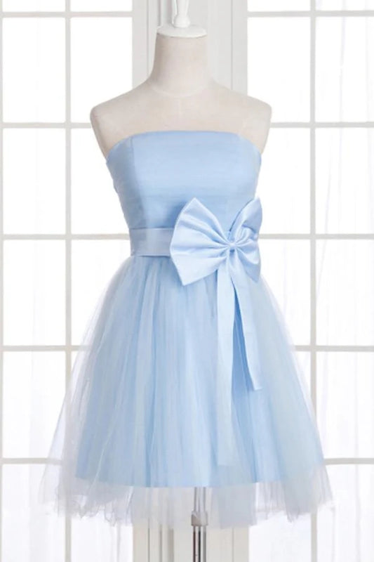 OKBBN exquisite A-line off shoulder bow short Homecoming Dresses