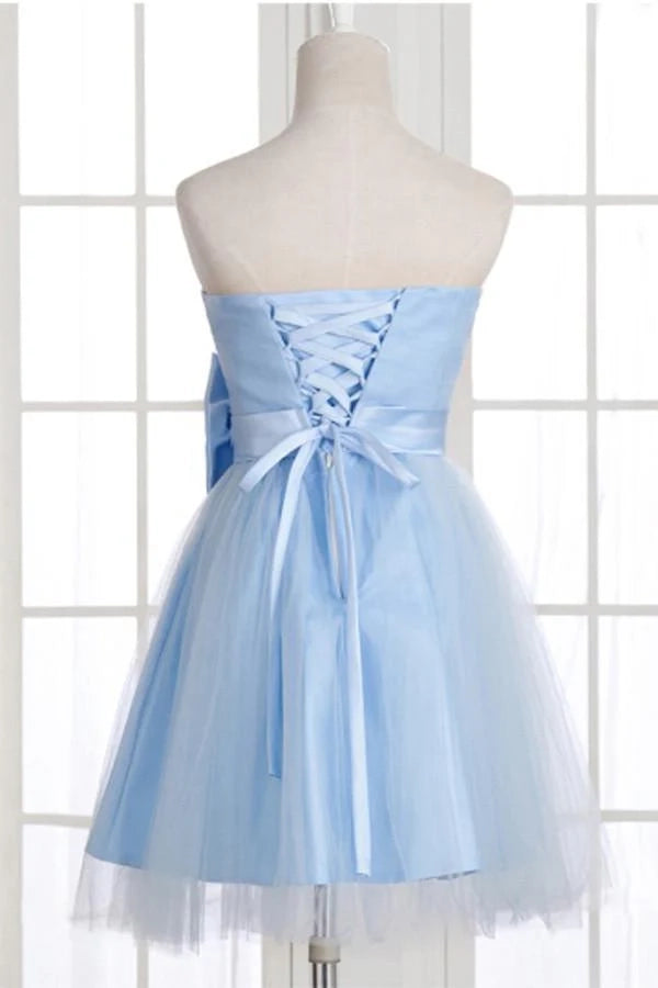 OKBBN exquisite A-line off shoulder bow short Homecoming Dresses