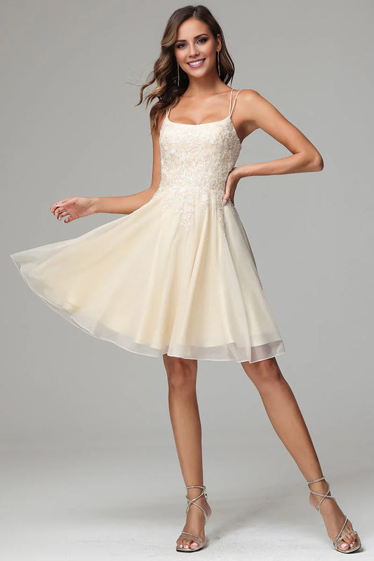 OKBBN exquisite decal A-line thin shoulder strap short style thin shoulder strap A-line silhouette Homecoming Dresses