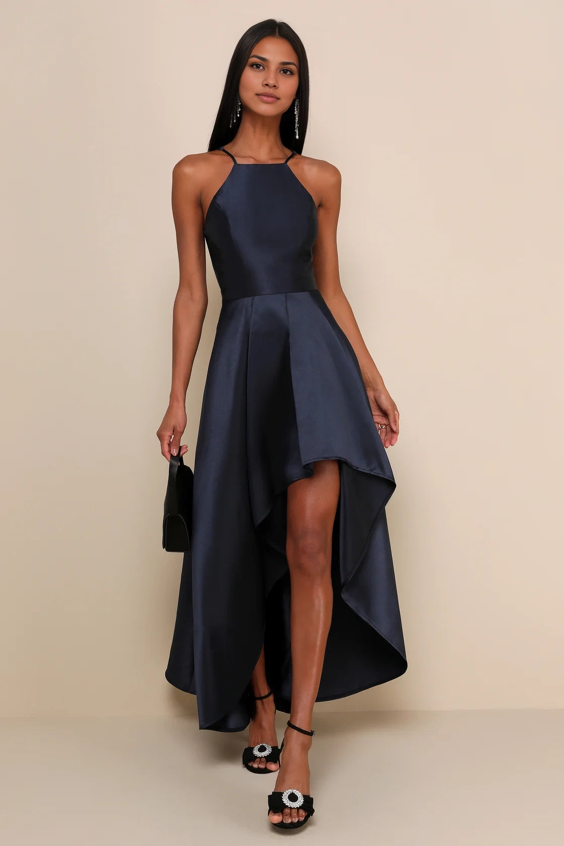 OKBBN exquisite pleated taffeta slim shoulder straps apron collar Homecoming Dresses