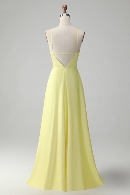 OKBBN fashion A-line backless pleated long floral Bridesmaid Dresses