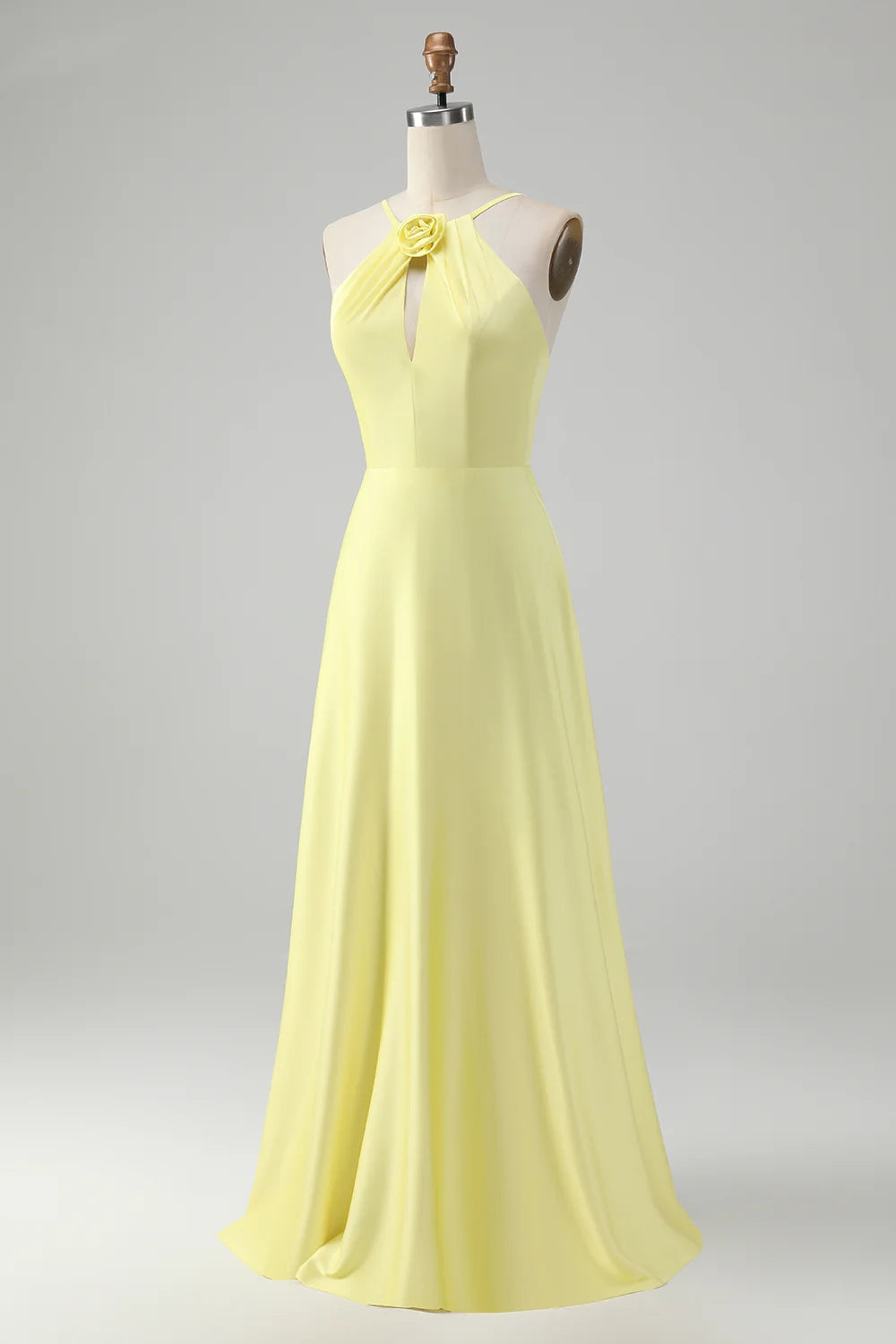 OKBBN fashion A-line backless pleated long floral Bridesmaid Dresses