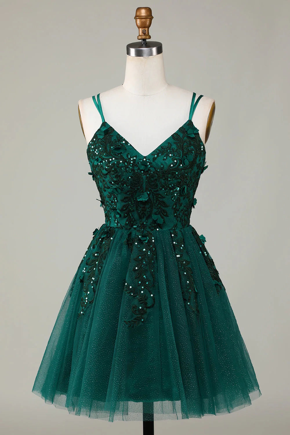 fashion A-line thin shoulder strap short bead Homecoming Dresses