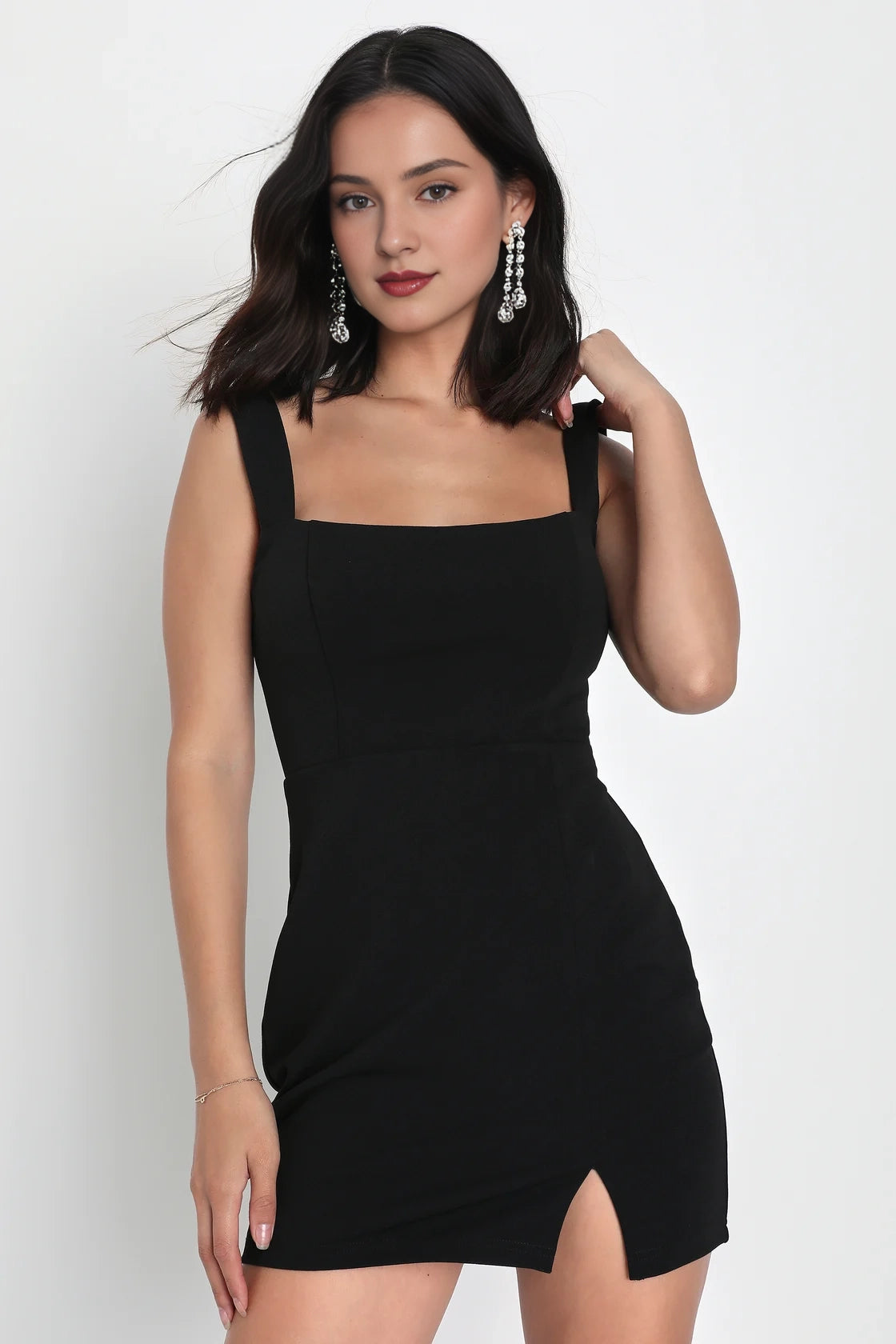 OKBBN fashionable square neckline elastic crepe sleeveless tight corset slim skirt Homecoming Dresses