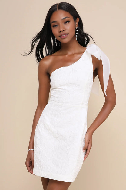 OKBBN floral jacquard single shoulder mini single shoulder collar organza tight corset Homecoming Dresses