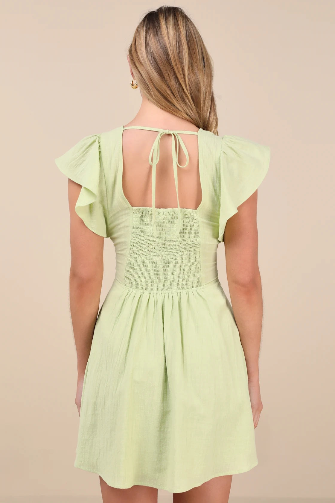 OKBBN flowing short ruffle sleeves, mini sloping collar, Homecoming Dresses
