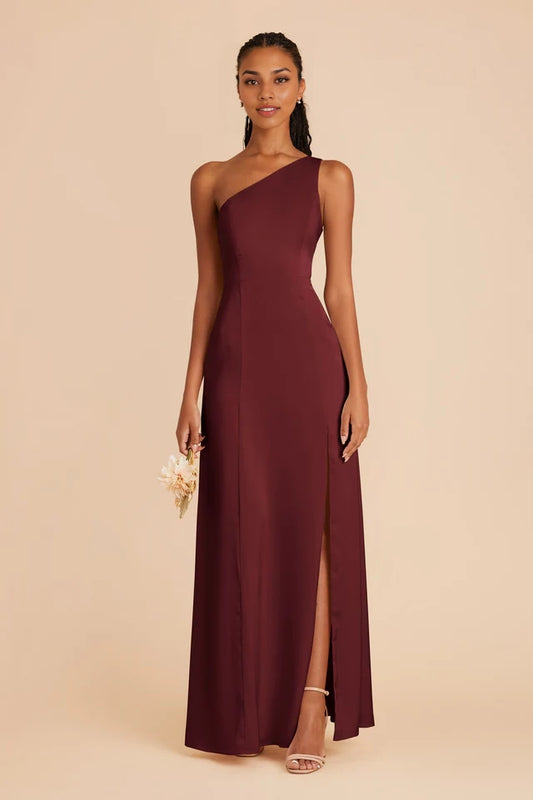 OKBBN fully lined, slit and floor single shoulder collar trumpet shaped fish tail Prom Dresses