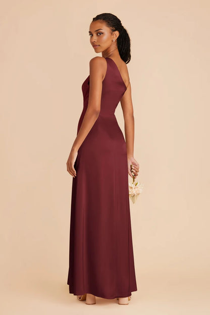 OKBBN fully lined, slit and floor single shoulder collar trumpet shaped fish tail Prom Dresses