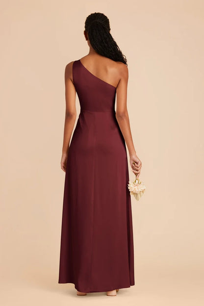 OKBBN fully lined, slit and floor single shoulder collar trumpet shaped fish tail Prom Dresses