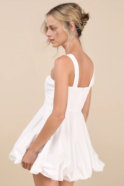 OKBBN lightweight poplin woven square neckline sleeveless seam tight corset Homecoming Dresses