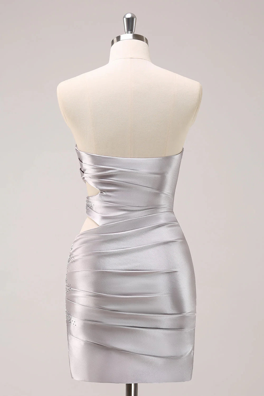 OKBBN off shoulder pleated hollow metal tight bead Homecoming Dresses