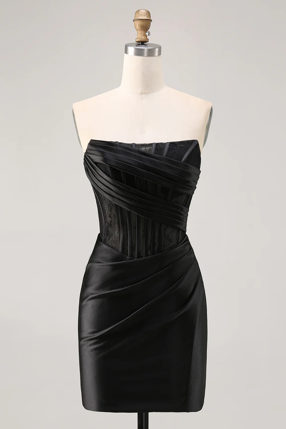 OKBBN off shoulder satin tight corset with pleated detailing Homecoming Dresses