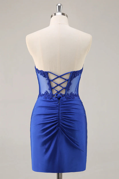 OKBBN off shoulder tight corset with pleated sequins, short and tight Homecoming Dresses