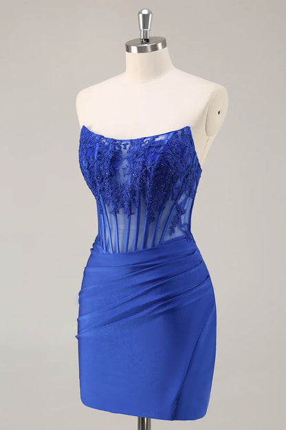 OKBBN off shoulder tight corset with pleated sequins, short and tight Homecoming Dresses
