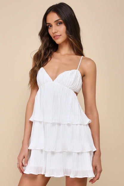 OKBBN playful pleated satin fabric with adjustable thin shoulder straps and hollowed out Homecoming Dresses