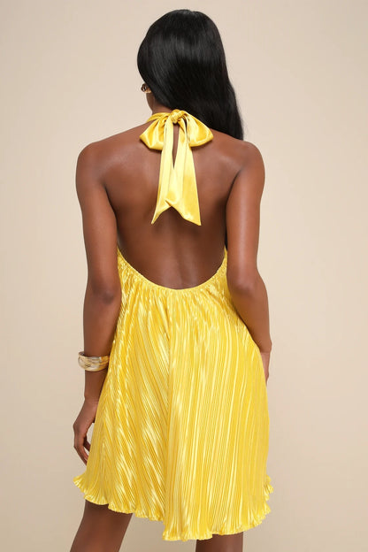 OKBBN playful satin pleated stand collar mini pleated woven satin tight corset Homecoming Dresses