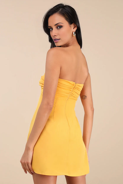 OKBBN pleated shoulder exposed mini chiffon pleated tight corset hollow Homecoming Dresses