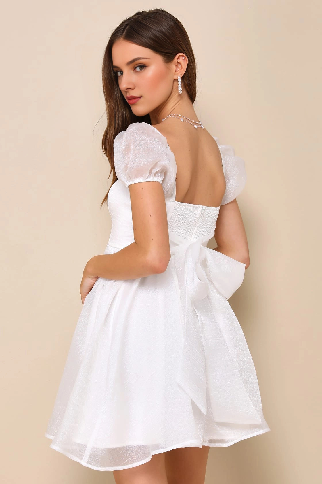 OKBBN pleated woven organza tight corset square neckline slim fit high waist Homecoming Dresses