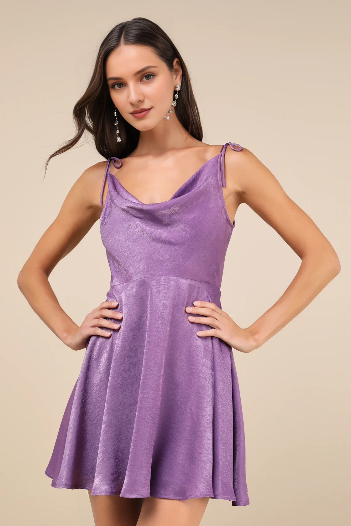 OKBBN satin lace up mini pendant neckline sleeveless tight corset high waisted A-line Homecoming Dresses