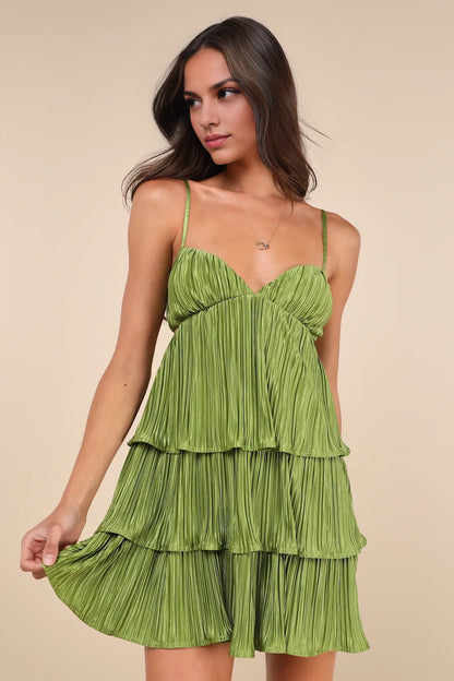 OKBBN satin pleated hollow layered mini Homecoming Dresses