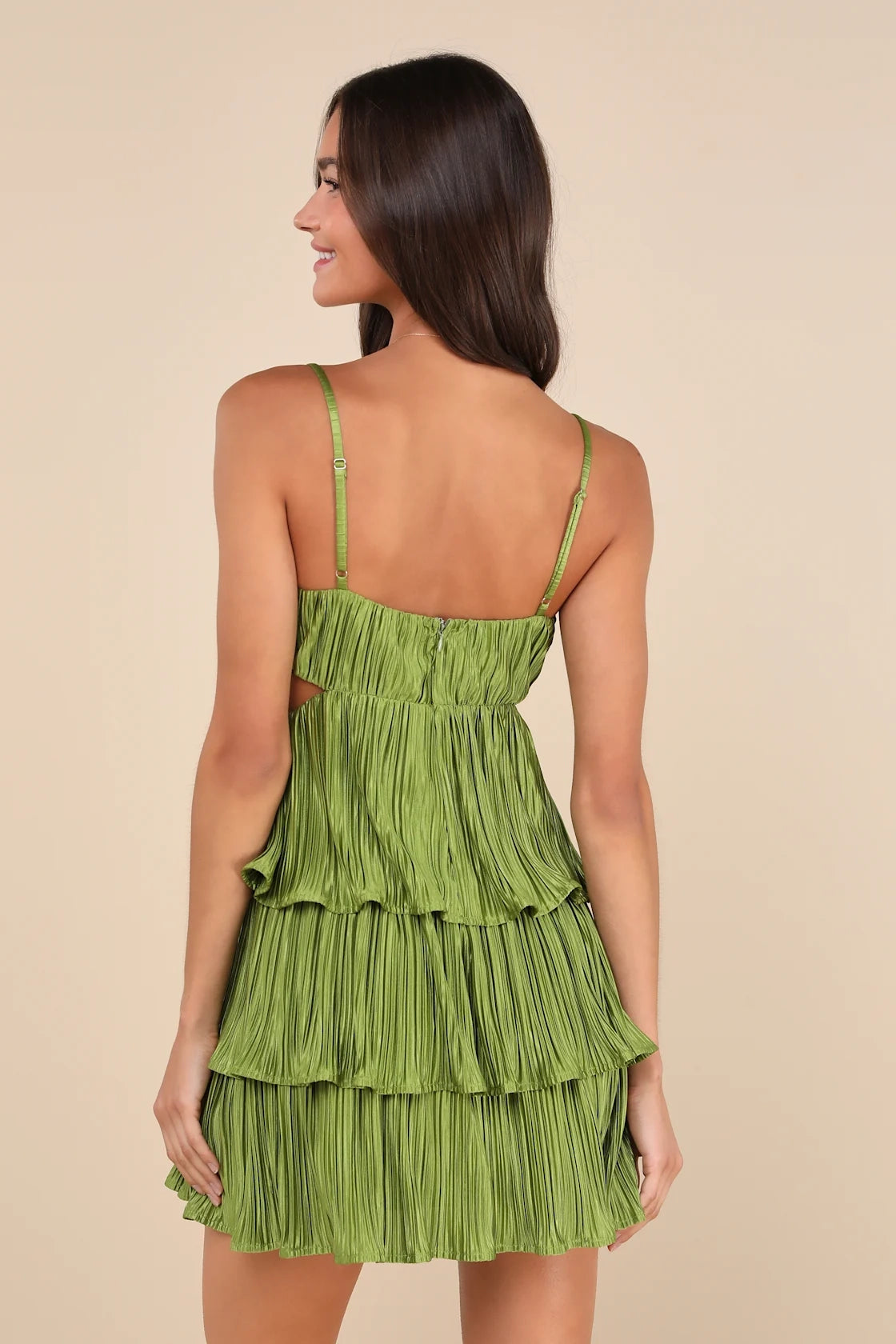 OKBBN satin pleated hollow layered mini Homecoming Dresses