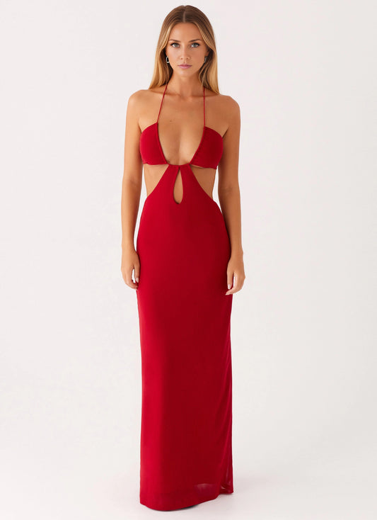 OKBBN sexy and bold V-neck thick shoulder strap backless, easy and casual Prom Dresses