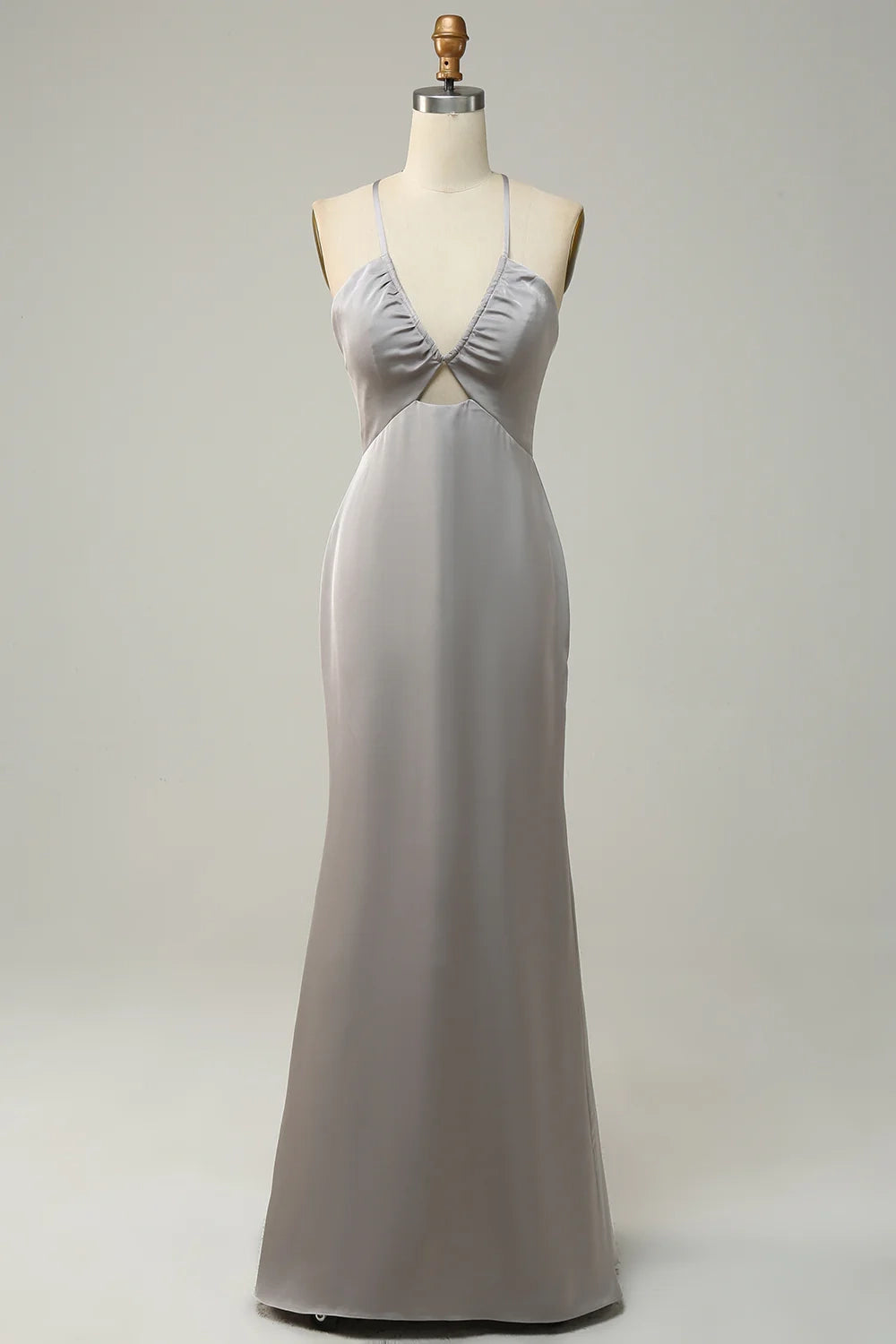 OKBBN sexy hollow out sleeveless slim fit slim shoulder strap shiny satin Bridesmaid Dresses