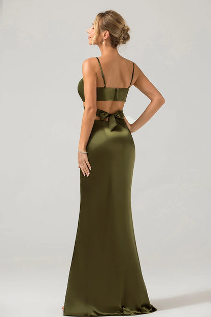 OKBBN sexy tight slim shoulder strap with hollowed out long slit Bridesmaid Dresses