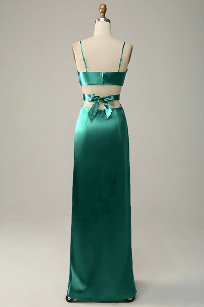 OKBBN sexy tight slim shoulder strap with hollow satin long Bridesmaid Dresses