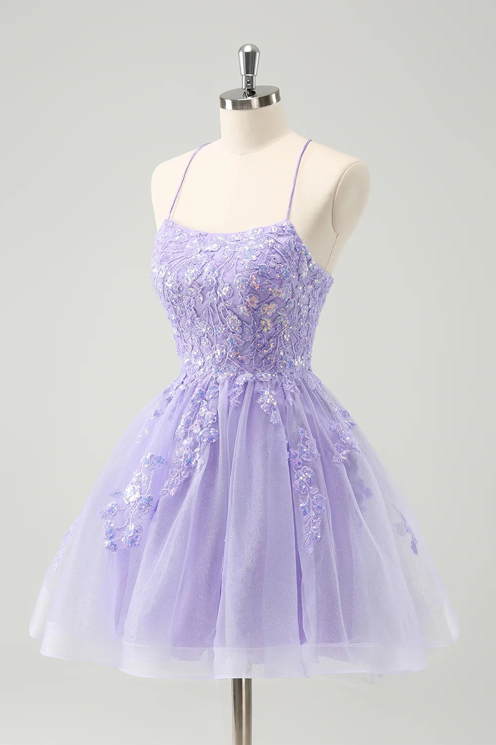 OKBBN shiny back strap A-line thin shoulder strap sequins short Homecoming Dresses