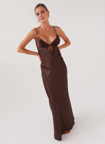 OKBBN silky simple and charming silhouette satin thin shoulder straps Prom Dresses