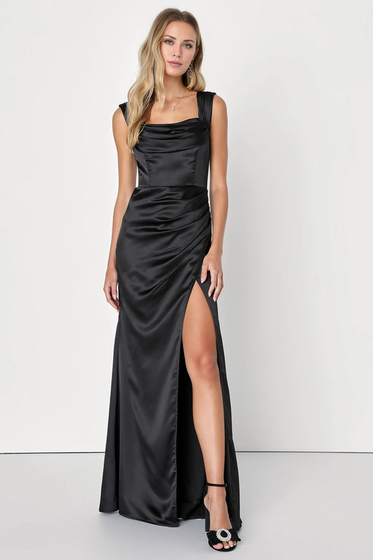 OKBBN smooth pleated tight corset satin off shoulder Homecoming Dresses