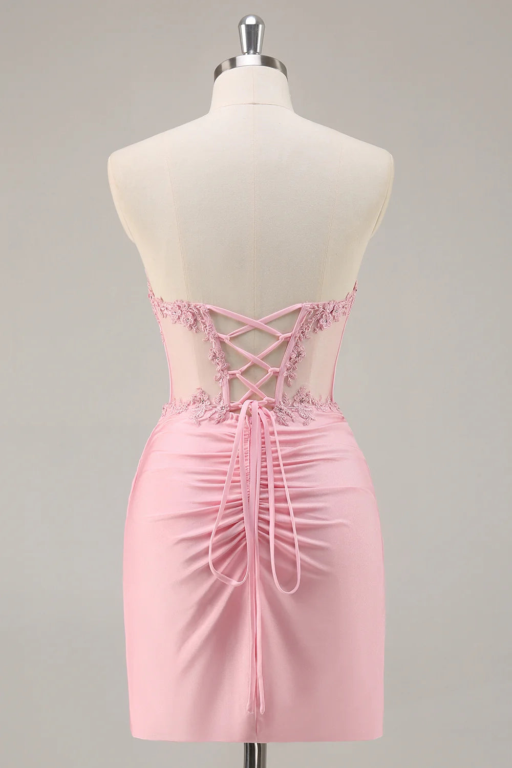 OKBBN strapless bodysuit with pleated sequins, short and tight fitting Homecoming Dresses