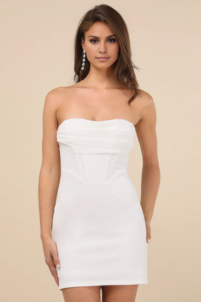 OKBBN stunning off shoulder tight fitting mini stretch crepe knitted hanging neck corset Homecoming Dresses